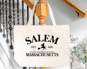 Salem Halloween Cotton Tote Bag | Witch Design