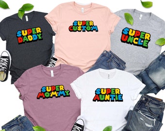 Gamer Family Shirts, Custom Mario Birthday Matching Tees