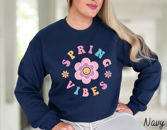 Spring Vibes Floral Sweatshirt: Women's Trendy Flower Hoodie