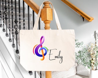 Personalized Music Tote Bag: Musician Gift, Canvas Book Bag