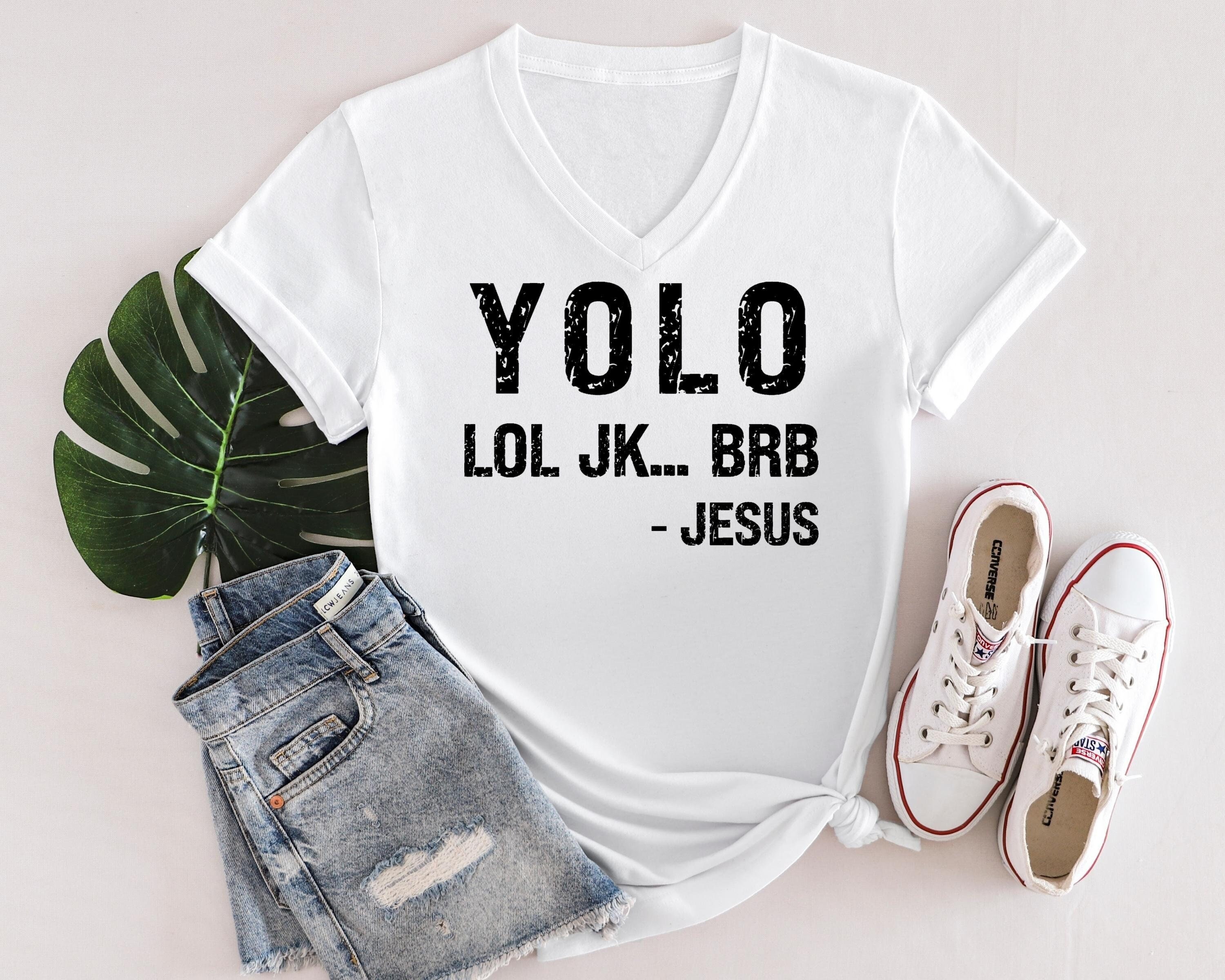 Premium Vector  Yolo jk brb jesus t-shirt