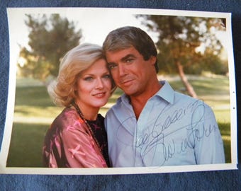 Vintage Original 1980's Signed Autographed Color Photo Joe Gallison Gloria Loring 5 x 7