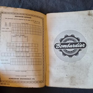 Manual de instrucciones antiguo y raro de la moto de nieve Bombardier de los años 60, en inglés y francés. imagen 3