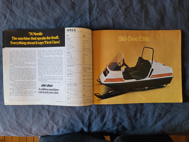 Vintage 1973 Bombardier Limited Elan Ski-Doo Specifications Brochure image 5