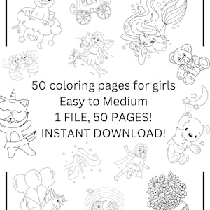 Girls Coloring Book- 50 Pages!