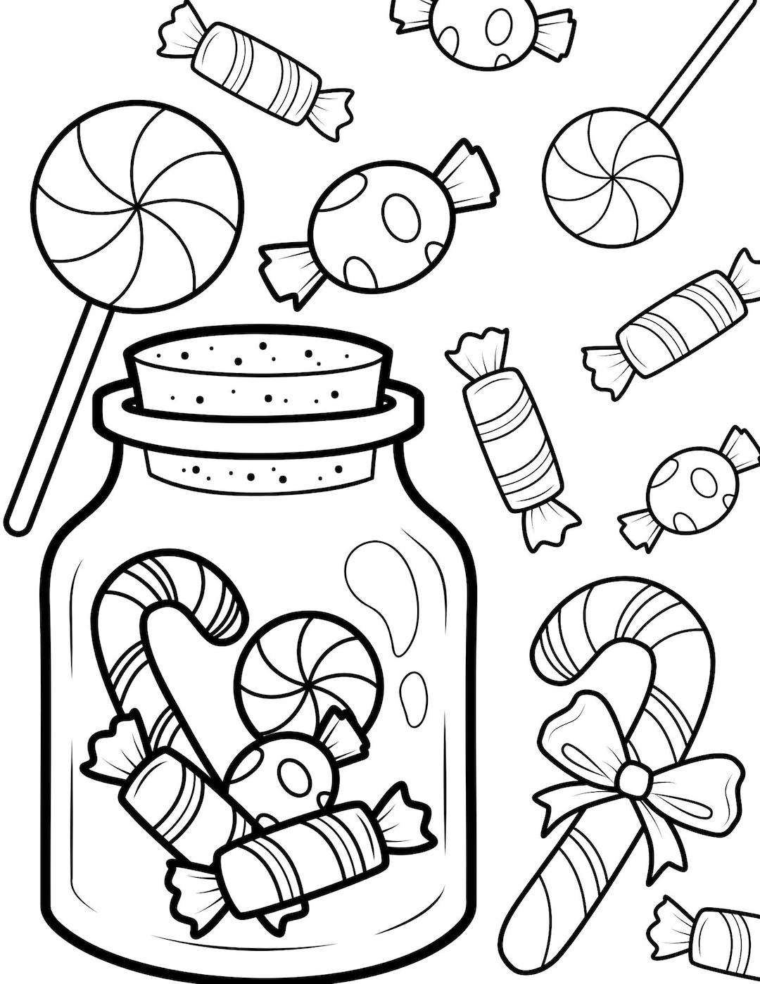 Christmas Candy Printable Coloring Page Etsy Christmas Candy Printable Coloring Page Etsy