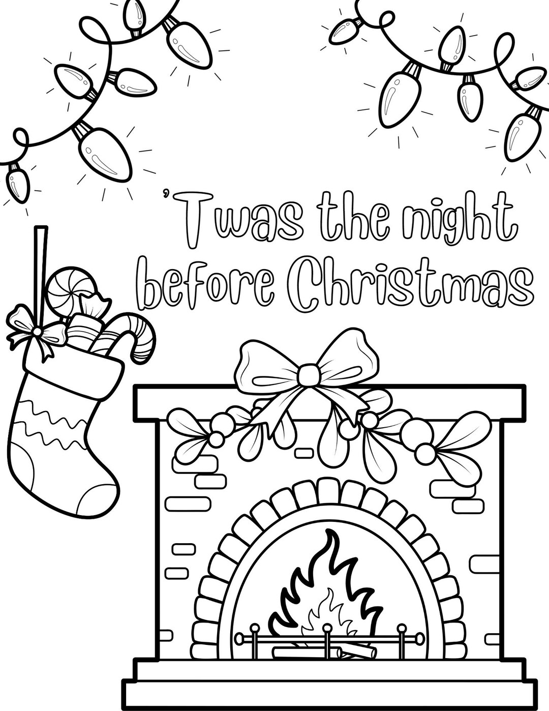 Twas the Night Before Printable Coloring Page Etsy
