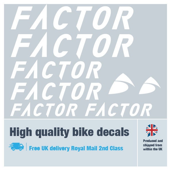 Factor Bike Decals / Labels / Stickers in Vinyl, With Free Bike