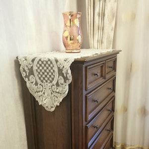 Embroidered Lace Table Runner | Floral Lace Table Runner With Macrame | Table Decor
