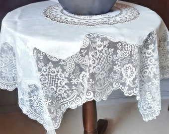 Elegant Floral Pattern Tablecloth, Romantic Lace Tablecloth, French Style Lace Embroidered Wedding Tablecloth, Festival Event Table Decor