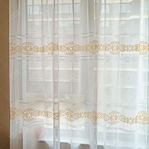 Elegant Lace Sheer Curtains, Light-Filtering Floral Embossed Sheer Drapes, Custom Size for Living Room, Bedroom, and Balcony Décor