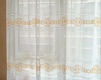 Floral Embossed Lace Sheer Curtain: Light-Filtering Drapes, Custom Size