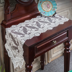 Rectangle Table Runner | Embroidered Table Runners with Macrame | Shabby Chic Table Dcor For Wedding