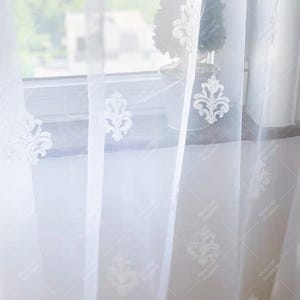 Luxuriöse durchsichtige Vorhänge mit bestickter Spitze, romantische Blumenvorhänge, elegante lichtfilternde Vorhänge für Wohnzimmer, Schlafzimmer oder Balkon
