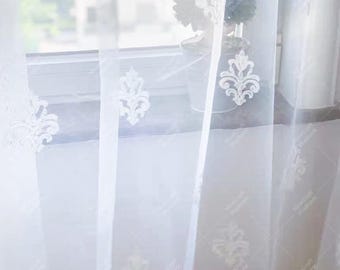 Lace Embroidered Sheer Curtain: Romantic Floral Light-Filtering Panel