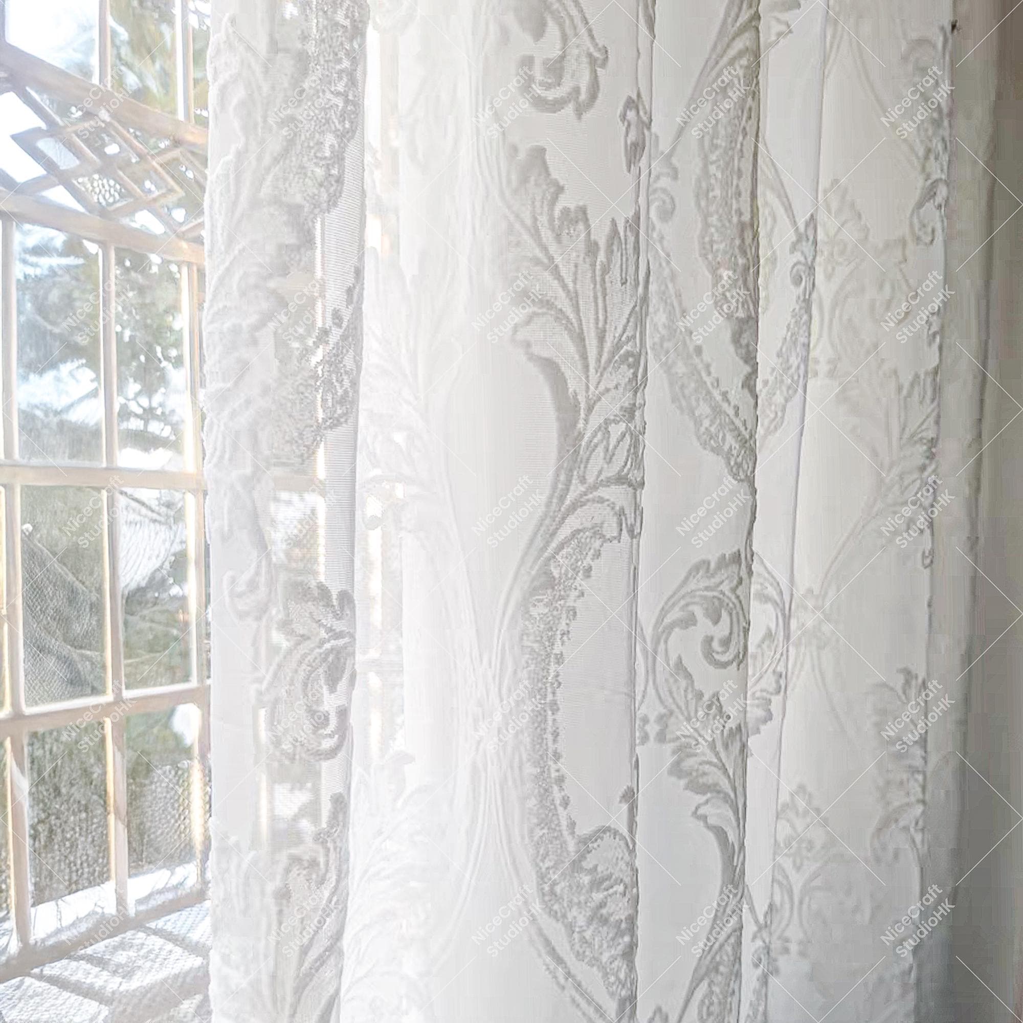 Tenda trasparente goffrata: eleganti tende semi-privacy in jacquard