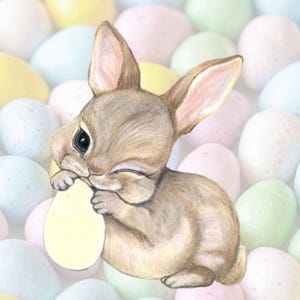 Digital Download Hand gezeichneter Hase mit Schleife Ostern Grafik Download JPG Süß Einladung Tshirt Originalkunst Kindergarten Kunst Kokette