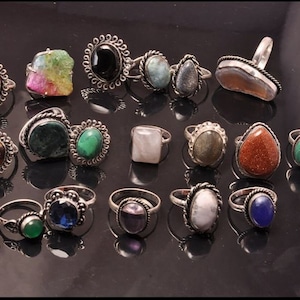Mixed Gemstone Ring Lot: Handmade 925 Sterling Silver Plated Jewelry