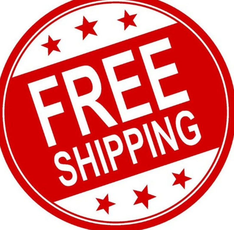 May include: Red circle with white stars and the text "FREE SHIPPING" in white.