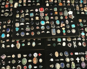 Gemengde edelsteenringen: 925 sterlingzilver, handgemaakte ring in het groot!