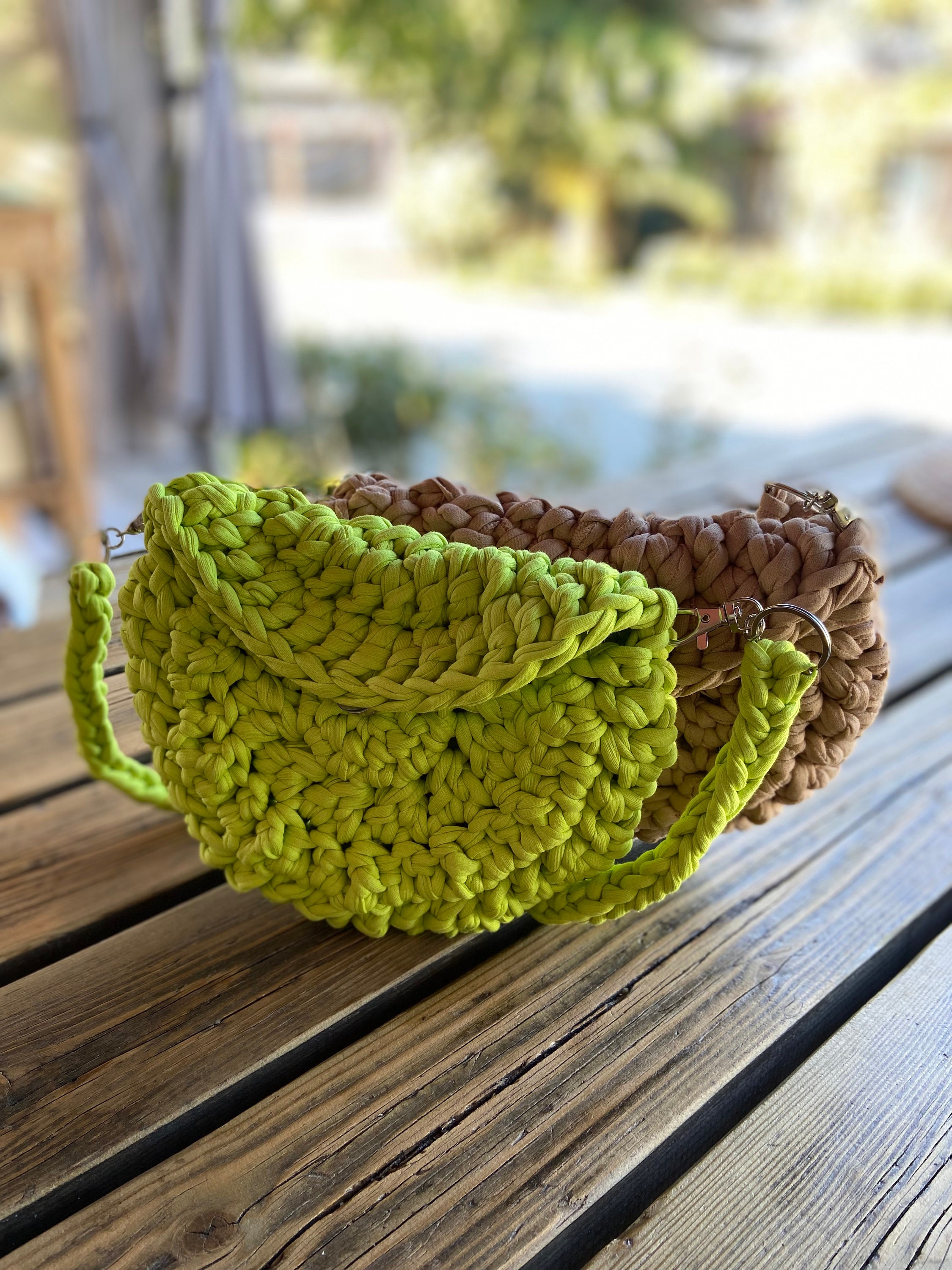 Neon Green Crochet Bag, Knitted Bag, Designer Bag, Luxury Bag, Women's ...