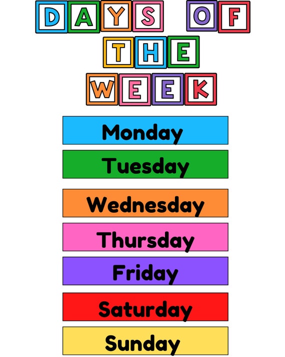 Days of the week: Dias da semana em inglês - Estudo Kids