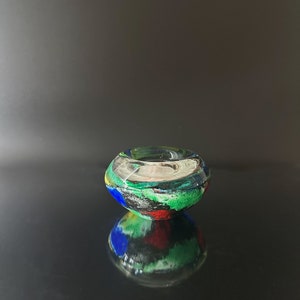 Murano Style Rainbow Colourful Glass Tea Light Candle Holder