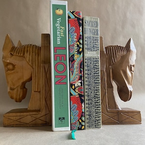Vintage carved horse bookends