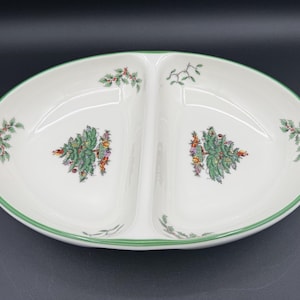 Plato de servir dividido con diseño de árbol de Navidad vintage de Spode