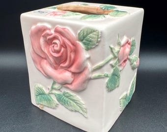 Vintage Fitz and Floyd “Blushing Rose” Tissue Box Cover