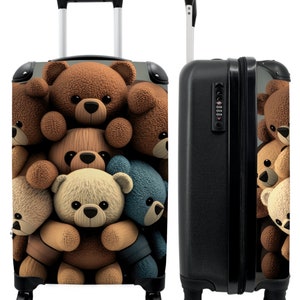 Koffer - handbagage - kinderkoffer - teddybeer - knuffel - bruin - design