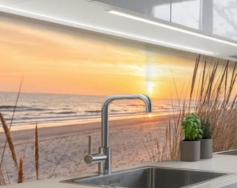 Kitchen Backsplash Self-Adhesive - Sunset Dunes Sea - Waterproof Wall Panel