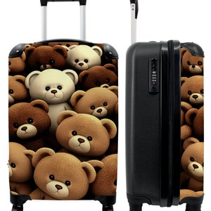 Koffer - handbagage - kinderkoffer - teddybeer - knuffel - bruin - beer