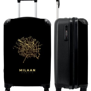 Valise - bagage cabine - milan - carte - plan de ville - or