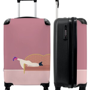 Koffer - handbagage - vrouw - abstract - bank - roze