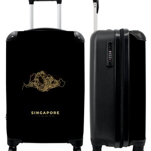 Koffer - handbagage - landkaarten - stadsplattegrond - singapore - goud