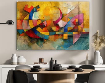 Abstrakte Acrylglaswandkunst - Bunte Formen, modernes Dekor - Print