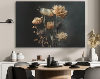 Soundproof Acoustic Wall Art - Bouquet Flowers Light Dark - Noise Reduction