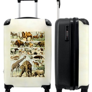 Koffer - handbagage - vintage - wildlife - safari - illustratie - art