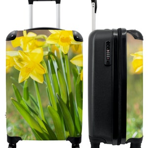 Koffer - handbagage - bloemen - narcis - geel - lente