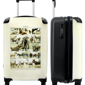 Koffer - handbagage - illustratie - natuur - dieren - vintage