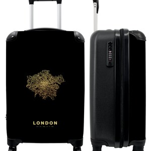 Koffer - handbagage - stadsplattegrond - kaarten - goud - kaart - Londen