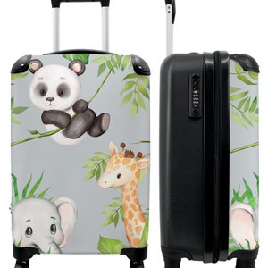 Koffer - handbagage - kinderkoffer - jungle - panda - olifant - giraf - kinderen