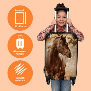 Valise bagage cabine valise enfant cheval nature marron fille image 3