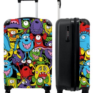 Koffer - handbagage - kinderkoffer - patronen - monster - grappig - abstract