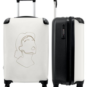 Koffer - handbagage - vrouw - abstract - lijnen - beige