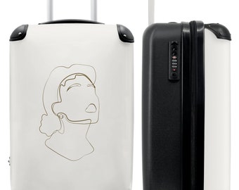 Koffer - Handgepäck - Frau - abstrakt - Linien - beige