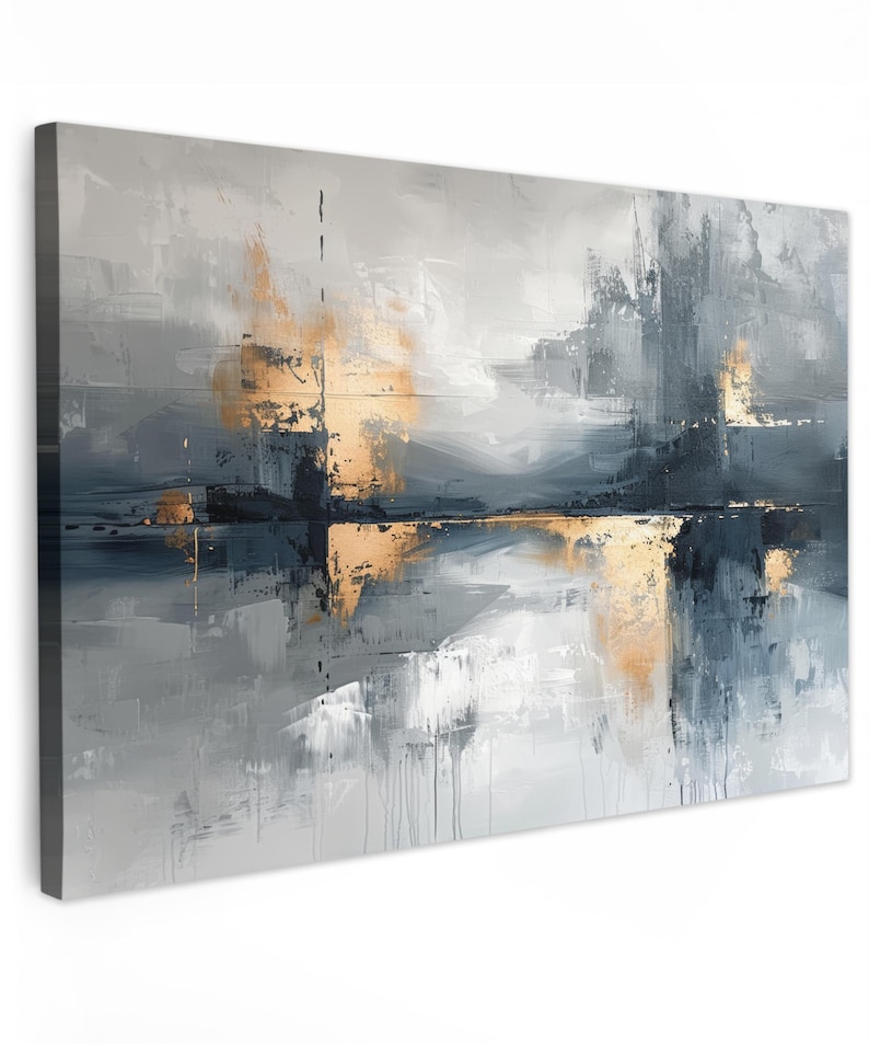 Abstract Grey and Gold Canvas Art - Modern Wall Decor - Etsy UK