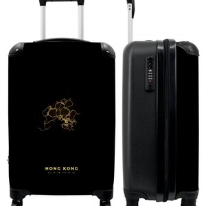 Koffer - handbagage - hong kong - stadsplattegrond - landkaart - goud
