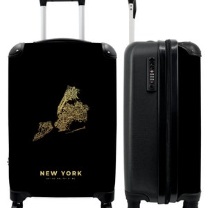 Koffer - handbagage - landkaarten - stadsplattegrond - new york - goud